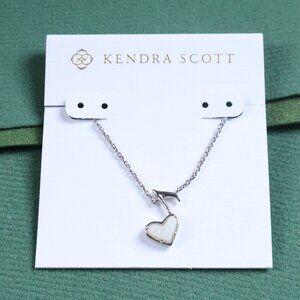 Kendra Scott Ari Heart Music Note Pendant Necklace Iridescent Drusy Silver